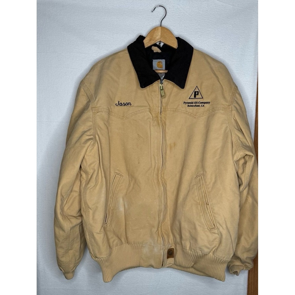 Vintage Carhartt J14 WET Santa Fe Men Jacket XL Tan Duck Canvas Workwear USA EUC